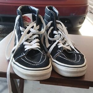 Vans Kids High-Top Sneakers - Black and White Size 5.5